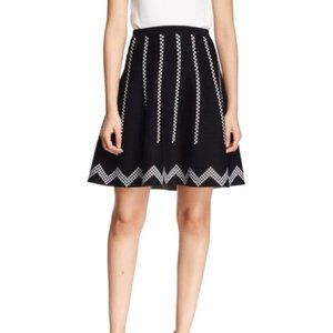 *Buy One Get One Free* Spense Black Chevron and White Border Knit Women's Skirt